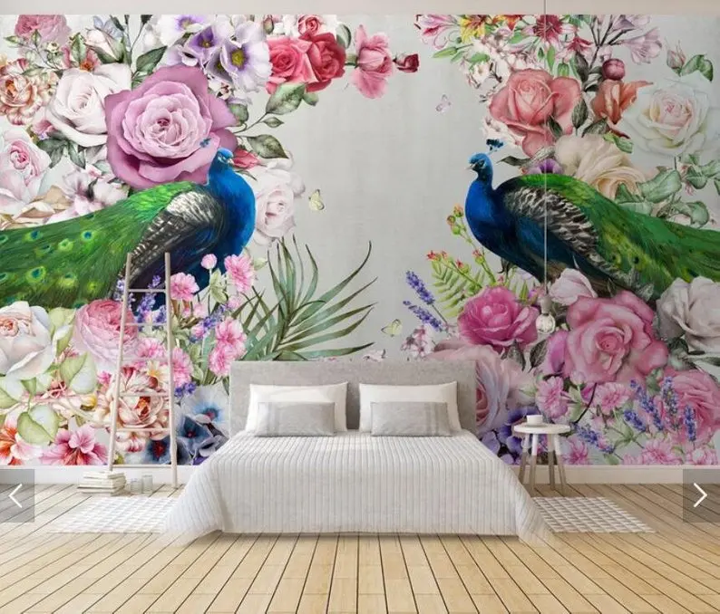 Пользовательские 3D фото обои ручная роспись Павлин настенная Гостиная Спальня