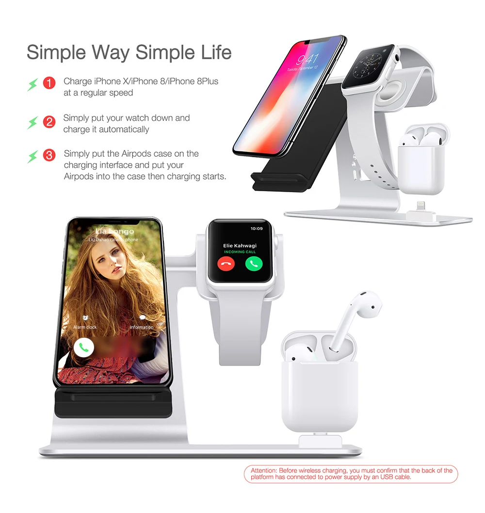 VVKing 3 в 1 Беспроводное зарядное устройство для iPhone X XS XR 8 Plus Быстрая зарядка для samsung S9 S8 Note8 для Apple watch для Airpods