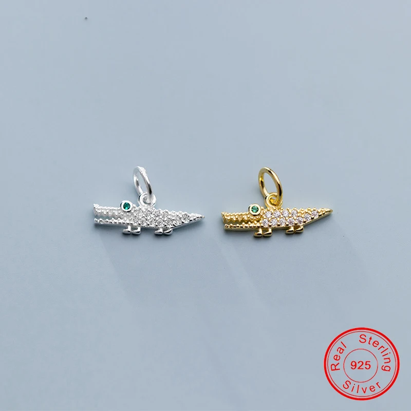 

UQBing CZ Crystal Silver Color Crocodile Pendant Dangle Charms Jewelry Making DIY Handmade Craft