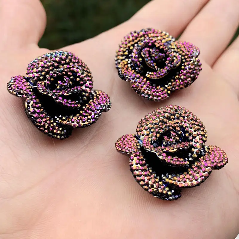 DIY 20 шт. 32 мм розы кнопки из смолы и горного хрусталя flatback craft Supply декоративные
