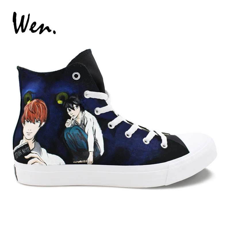 Кеды Wen с ручной росписью аниме Death Note повседневные холщовые кроссовки для мужчин