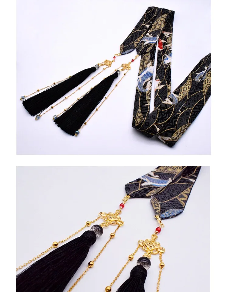 Hanfu с античной cos шиномонтажная лента бронзовая была издана бахрома на ленте аксессуары для костюма веревка для волос