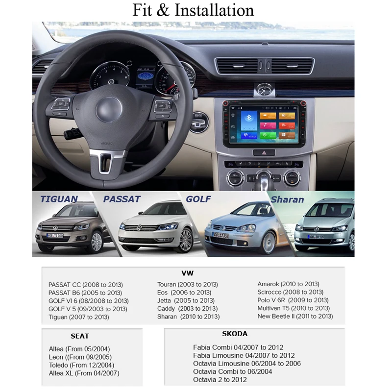 A Sure 2 Din Android автомобильное радио gps DVD для VW Passat B6 Golf 5 6 Tiguan POLO Sharan Touran skoda octavia