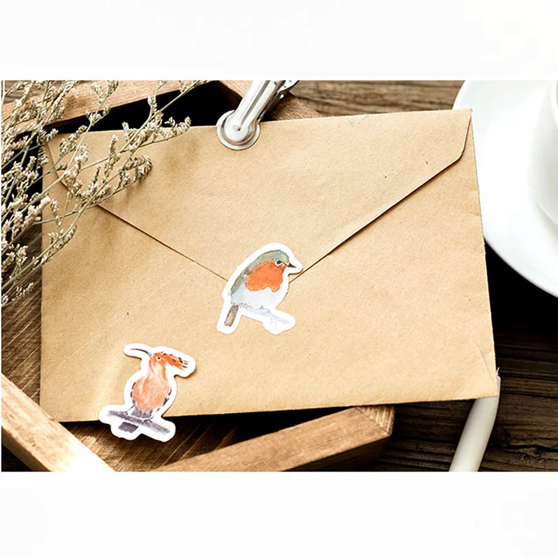 

46Pcs/pack Robin Paper Envelope European Style Message Card Letter Stationary Storage Paper Sticker Gift