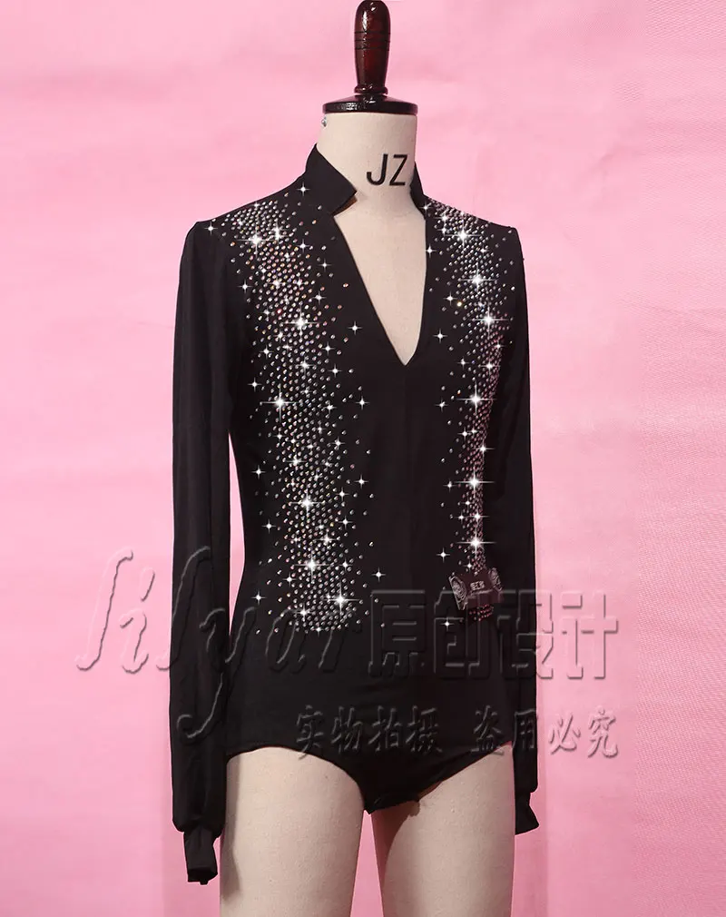 Блестящие стразы топы для латиноамериканских танцев Мужская танцевальная