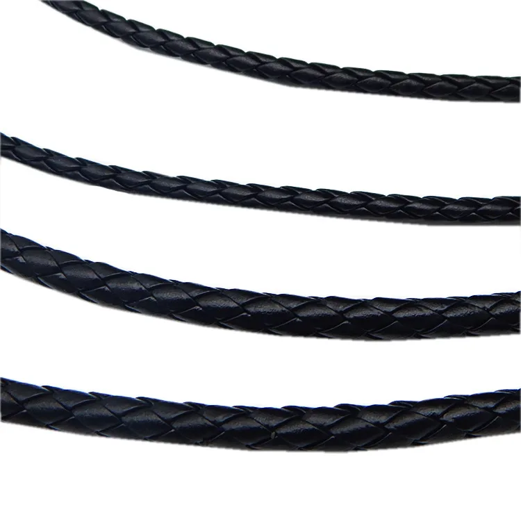 

5meter 3/4/5/6mm Round Folded Black PU Braided Leather Cord String Rope For DIY Necklace Bracelet Jewelry Making