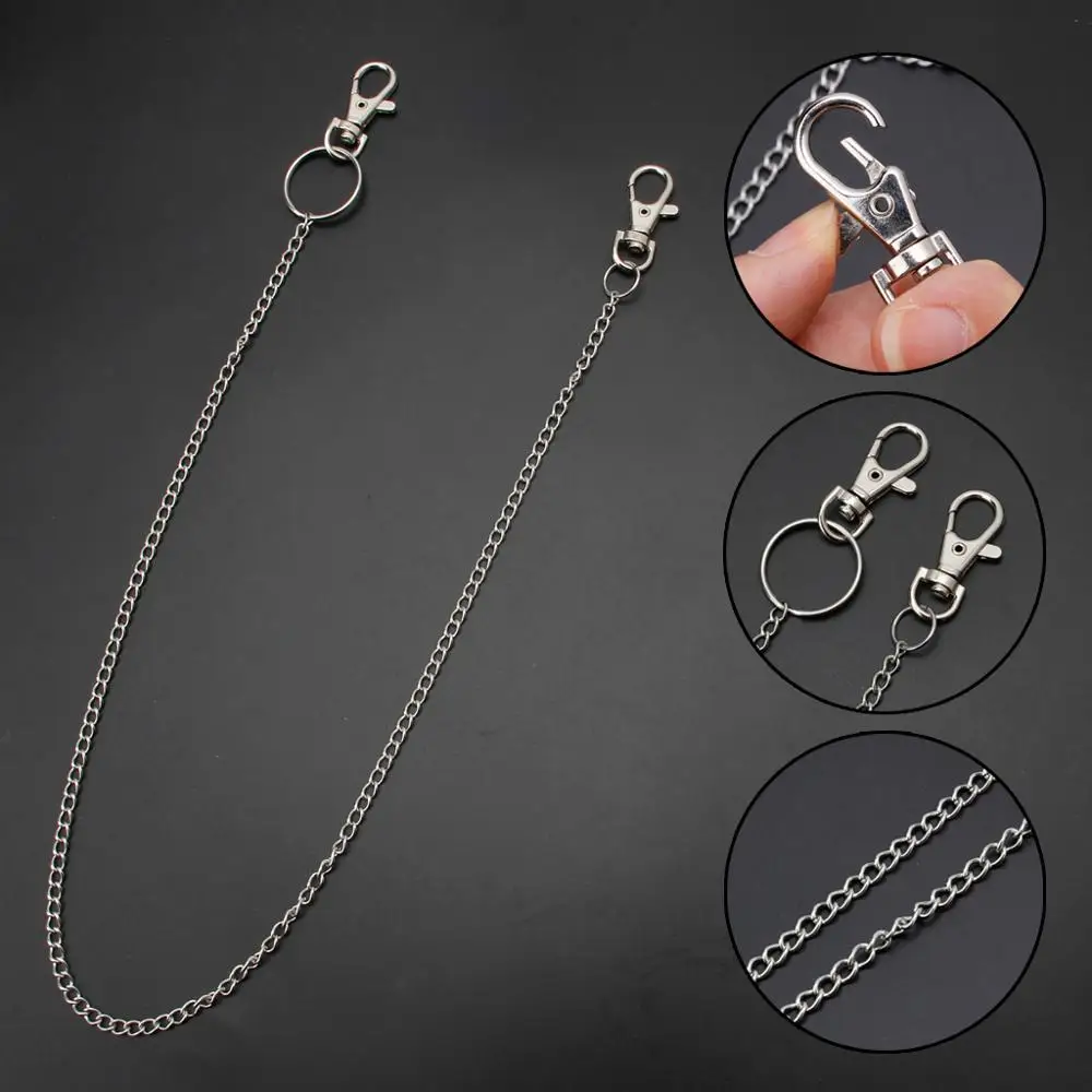 Trendy Long Metal Wallet Chain Leash Pant Jean Keychain Ring Clip Men's Hip Hop Jewelry