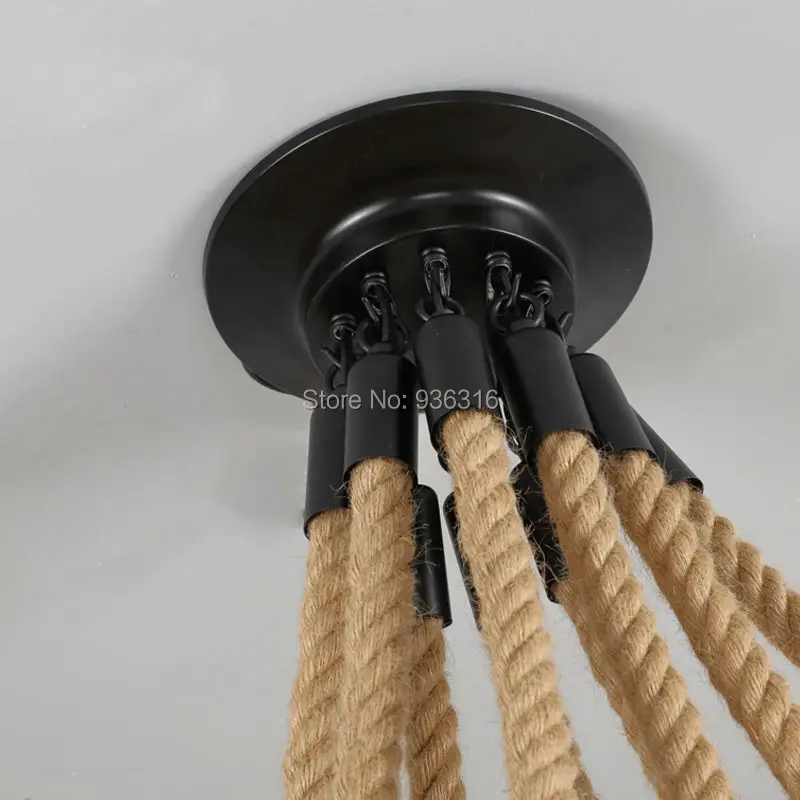 Конопли Веревки Люстра Античный Классический Регулируемая Diy Потолок Паук Лампы