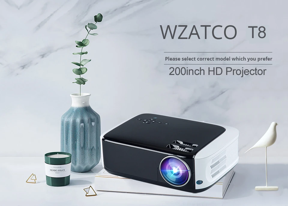 WZATCO T8 Android 9,0 wifi 4G 32GB Дополнительно 1080P Full HD светодиодный проектор HDMI портативный домашний кинотеатр Proyector мультимедийный проектор с технологией Bluetooth