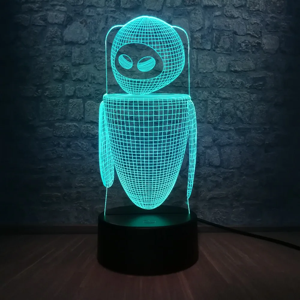 Новинка 3D USB Robort Wall-E RGB светильник ing настольная Светодиодная лампа Иллюзия
