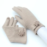 fashion elegant female wool knit touch screen gloves winter women keep warm cashmere full finger gloves