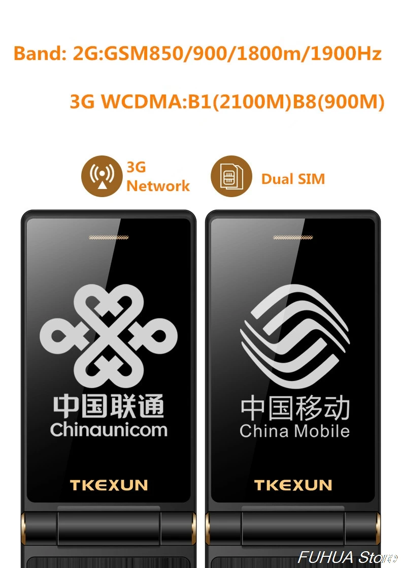 TKEXUN M2 PLUS 3g WCDMA флип-телефон 3,0 ''большой ключ шрифт сенсорный экран мобильный телефон один ключ циферблат старый человек Celulares PK G10 FM
