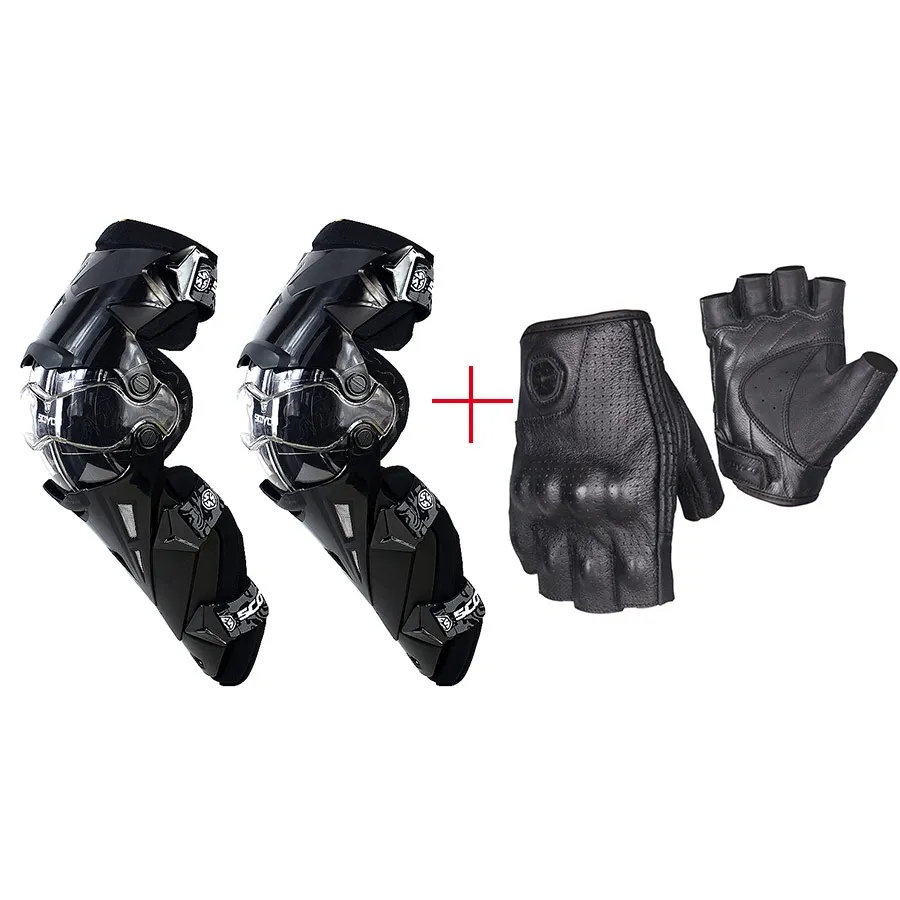 knee guard gloves SCOYCO, спортивные наколенники, дышащие кожаные мото перчатки, перчатки на половину пальца, мотоциклетные перчатки, наколенники для гонок, мото наколенники - Цвет: knee guard gloves