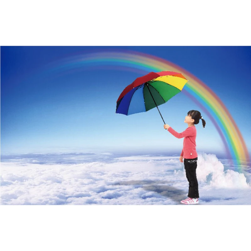 1 шт творческий зонтик от дождя Большой зонт прямо Three складной с цветными ручками