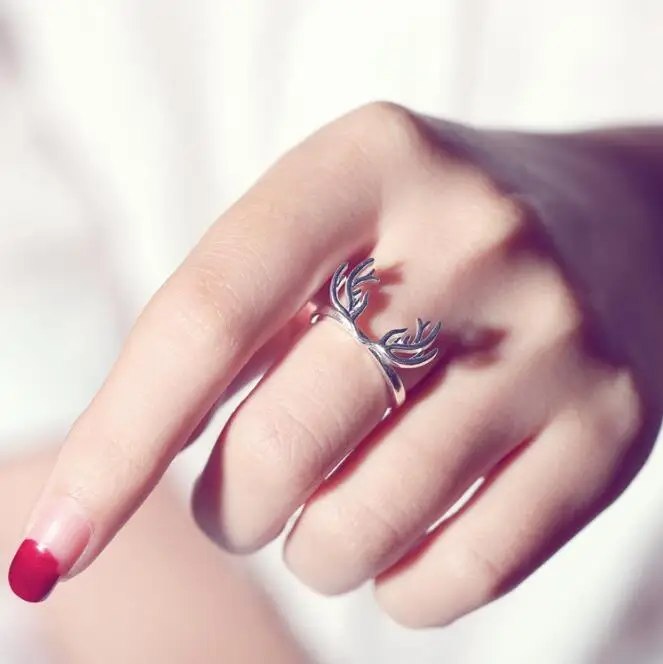 yiustar Silver Animal Antler ring Adjustable Christmas gift rings for women | Украшения и аксессуары