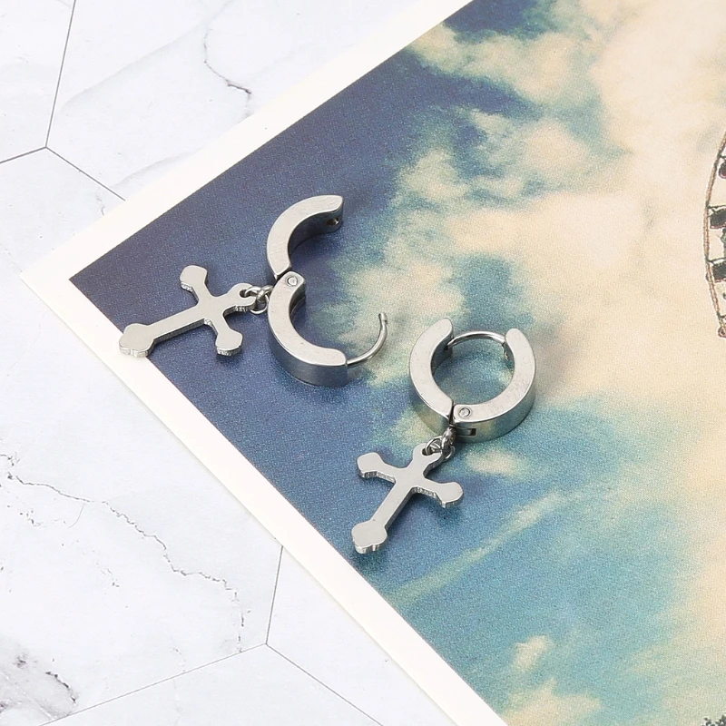 1 пара панк титановая сталь перекрестная Шпилька-Сережка для пирсинга мужские