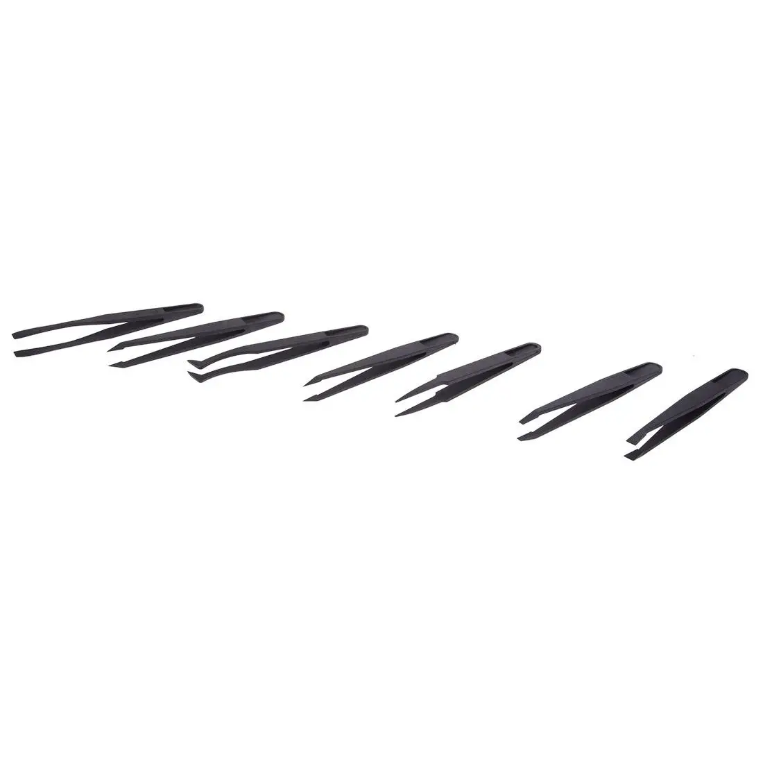 

7 x Tweezers Set Antistatic Hard Plastic Repair Tool Black