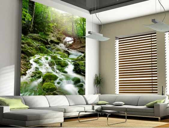 

Custom photo landscape wallpaper. 3d Foggy Forest Waterfall for living room bedroom kitchen wall waterproof PVC papel de parede