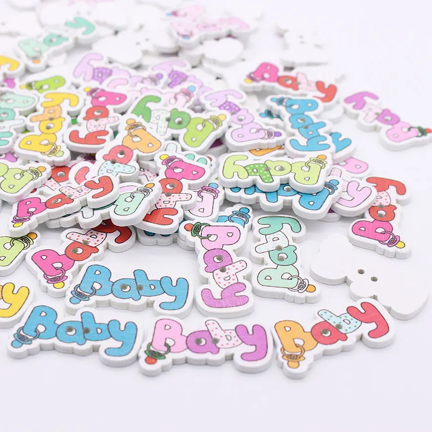 50 шт. детские деревянные пуговицы с 2 отверстиями | Дом и сад