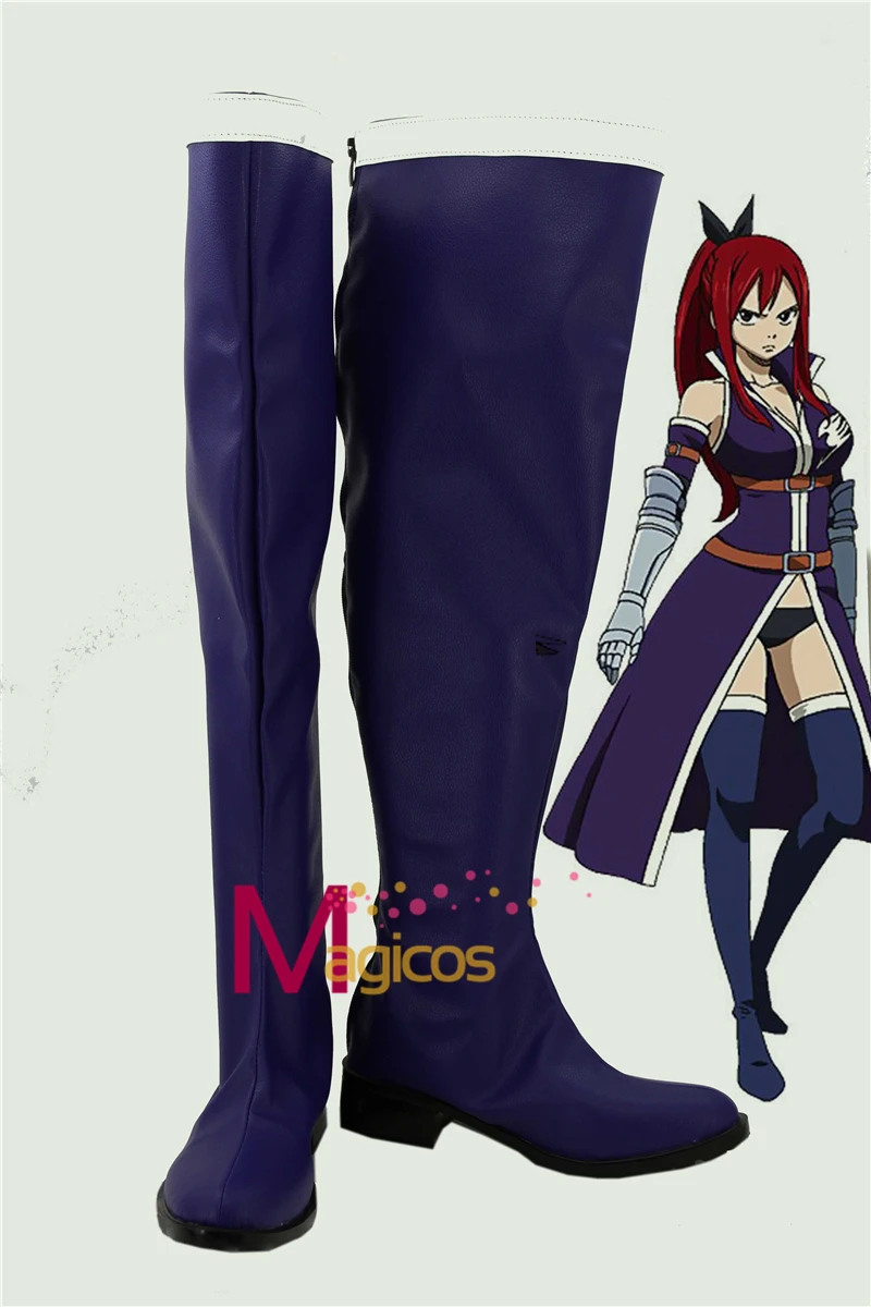 

Anime Fairy Tail Erza Scarlet Blue Boots Party Cosplay Shoes Custom-made