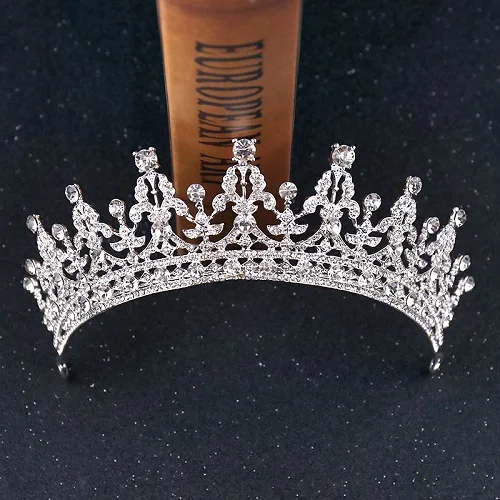 Серебряные стразы Корона невесты свадебный женский головной убор невесты кристалл тиара женские свадебные аксессуары для волос - Окраска металла: Silver