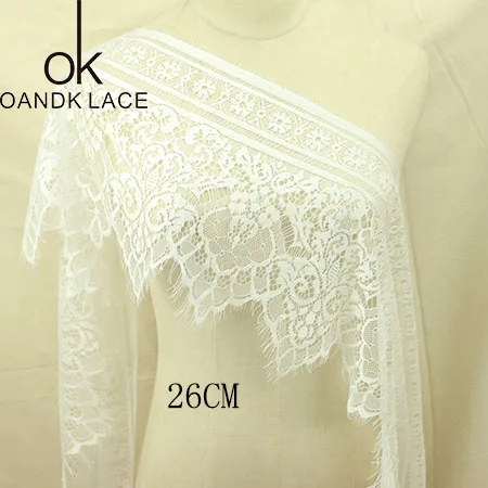 white 3 METER 3 м/лот кружевная ткань для ресниц 21-26 см DIY декоративная Высококачественная мягкая нейлоновая кружевная ткань для свадебного платья - Цвет: white 3 METER