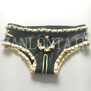 Женское латексное нижнее белье, черные и белые шорты ручной работы, костюм фетиш с бантом