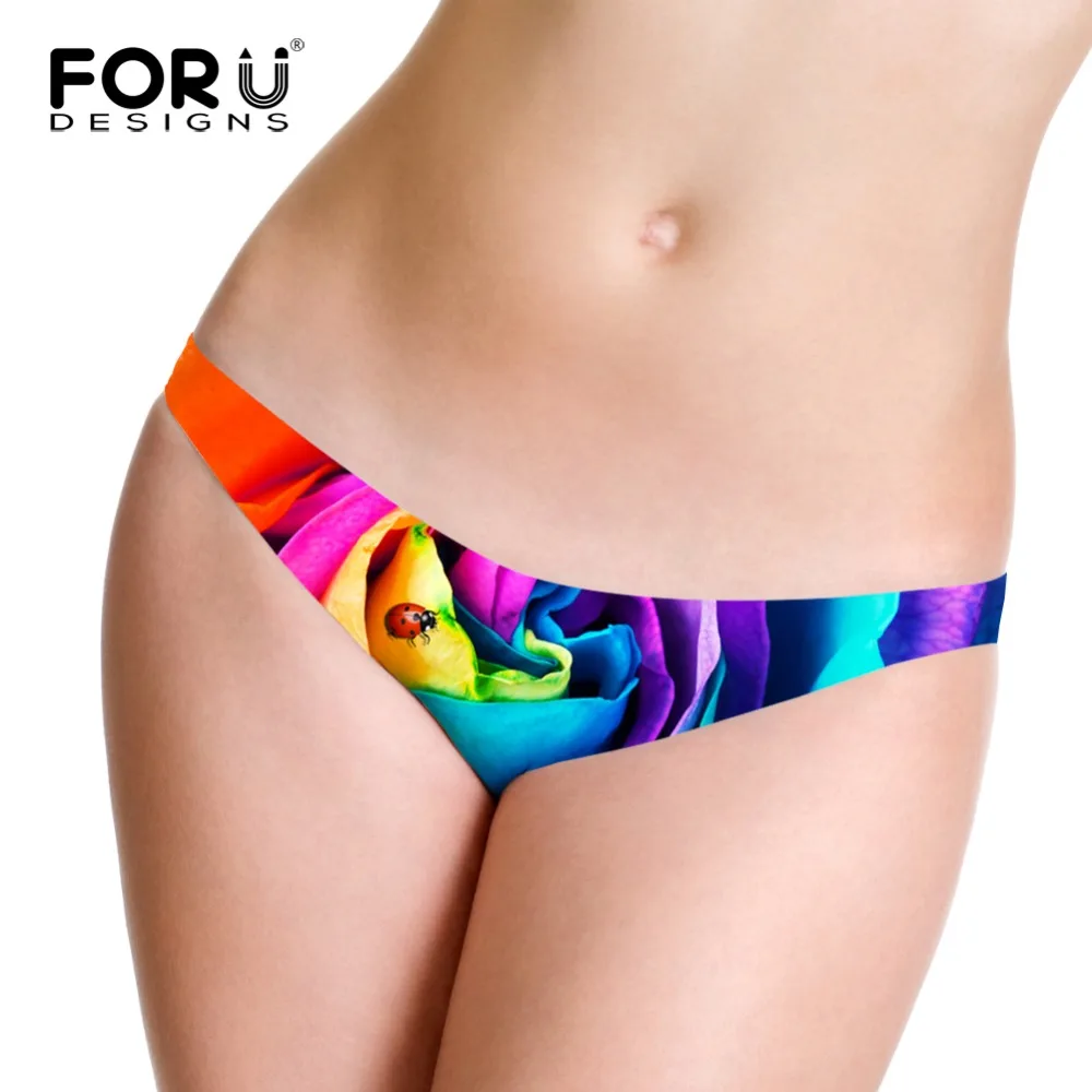 FORUDESIGNS сексуальные женские стринги нижнее белье трусики с цветочным принтом роз