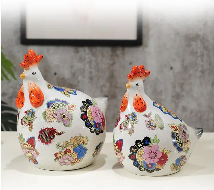 Высокое качество сад Керамика курицы украшения ремесла Лаки гостиная Big Rooster магазин талисман домашнего интерьера