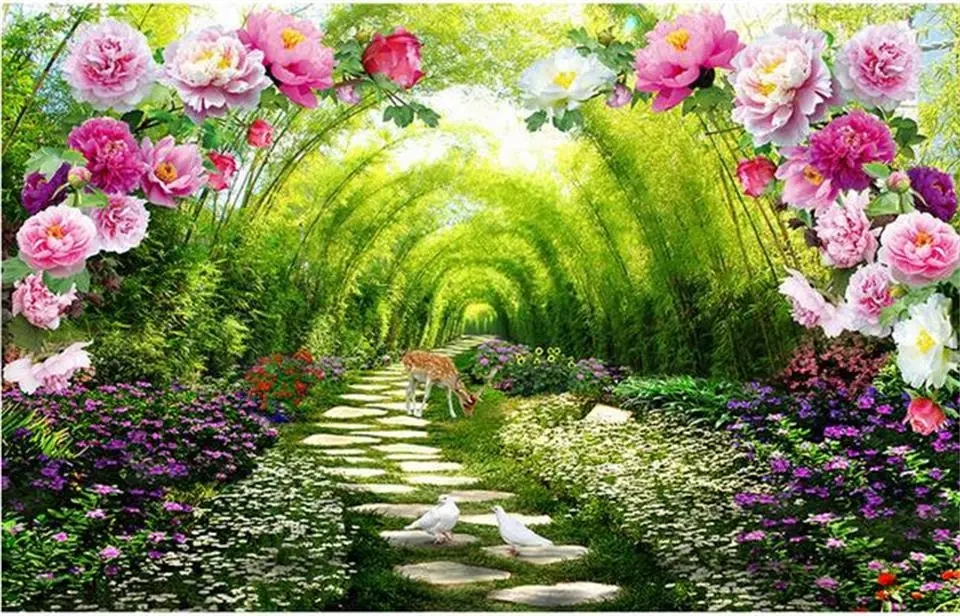 3d Custom photo mural wallpaper Garden shade flower door decor painting wall murals for walls 3 d | Обустройство дома
