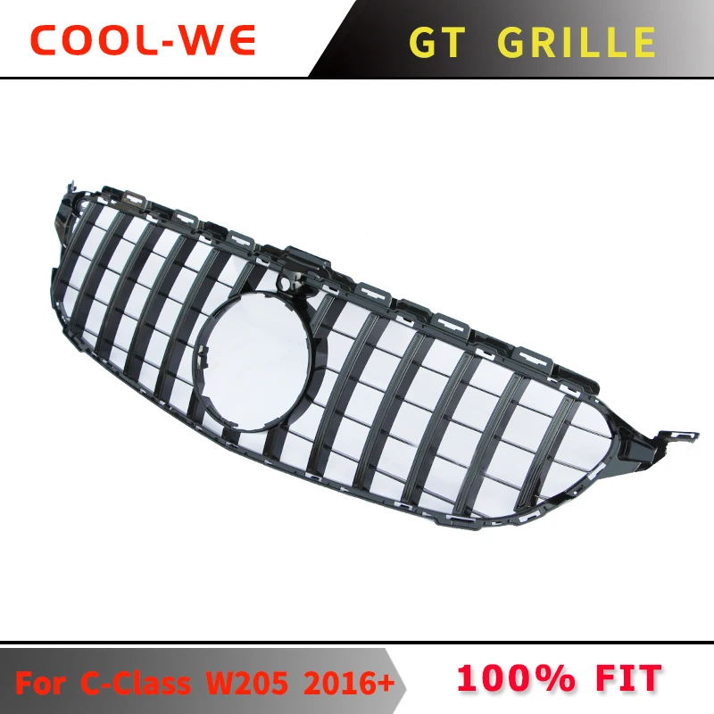 Подходит для Mercedes Benz W205 Grill Для AMG GTR Line передняя решетка бампера ABS C-Class C180 C200 C250 C300