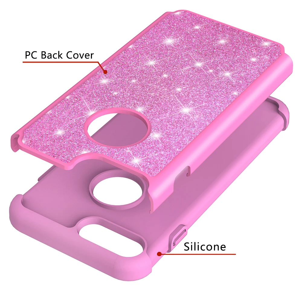 Сверкающие Гибридный Силиконовый Шикарный чехол для телефона Жесткий Мягкая ПК