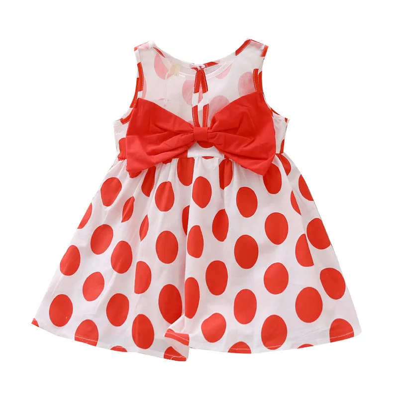 Girls dress 2019 summer children's fashion wave point sleeveless dresses baby kids back bow cute clothes | Детская одежда и