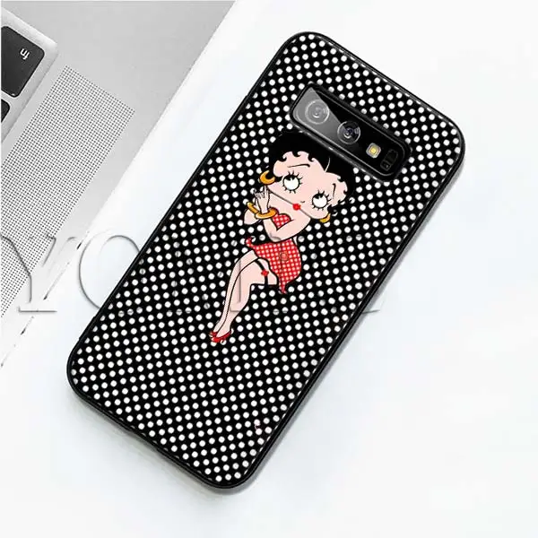 004 Betty Boop черный силиконовый чехол для samsung Galaxy S10 S10e S8 S9 плюс S7 A40 A50 A70 Note 8 9 мягкий чехол - Цвет: 004