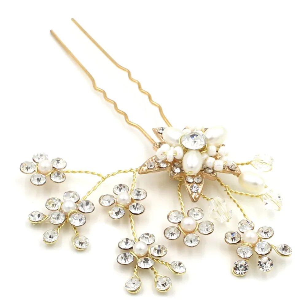 

Fashion Elegant Hair jewelry Petal Pearl Hairpins Bridal Hairpin Wedding Hair Accessories Pearl Jewelry Gift For Women O914
