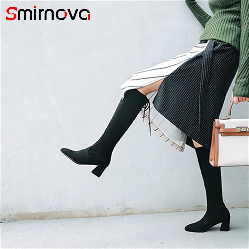 Smirnova/модные сапоги до колена с бантом Элегантные женские острым носком Сезон