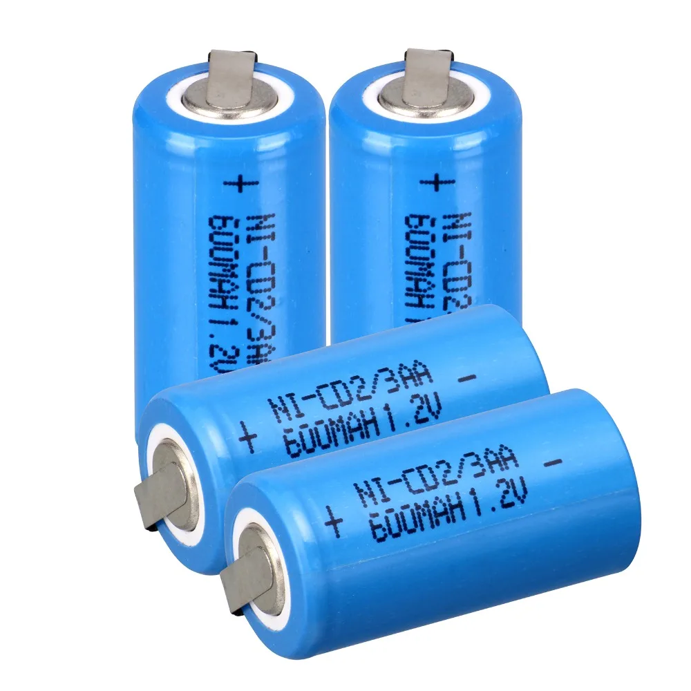 Новые 4 шт. Ni Cd 1 2 V 2/3AA перезаряжаемые батареи NiCd синий 600 mah| |