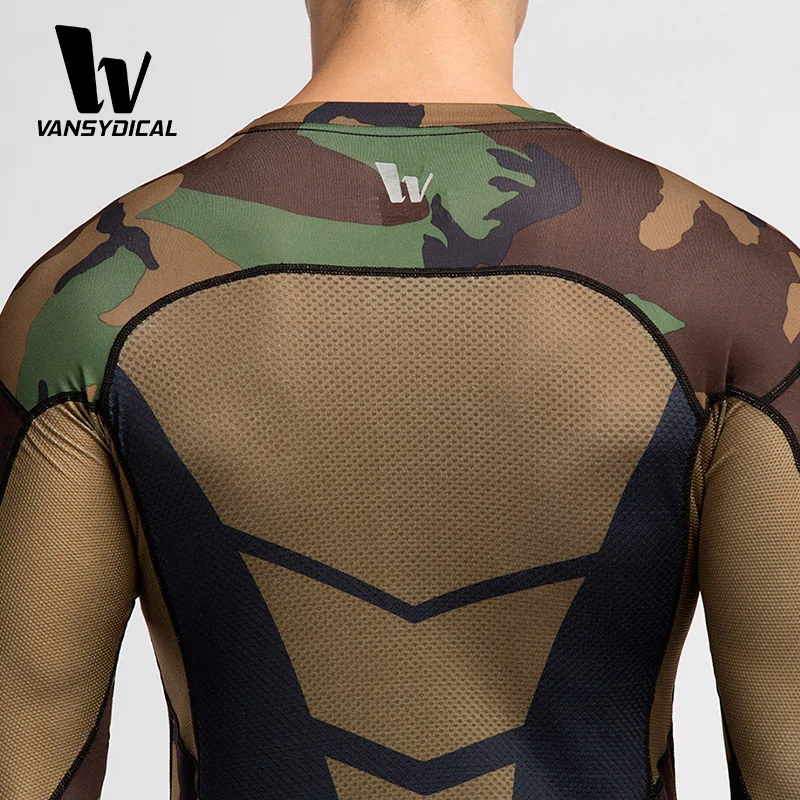 Камуфляжная Мужская компрессионная футболка с длинным рукавом для бега высокая