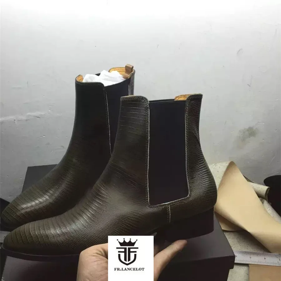 Европейские модные мужские ботинки ручной работы из натуральной кожи с высоким