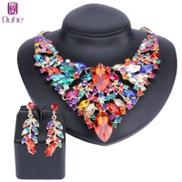 wedding statement jewelry set crystal necklace earrings gift for womens accessories gold color dating 5 colors