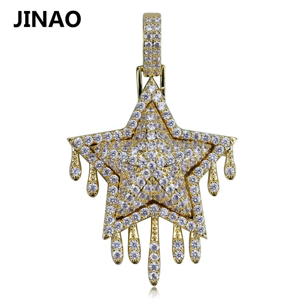 JINAO Мода Iced Out Metor капельная звезда кулон и ожерелье кристалл State для мужчин t кубические циркониевые амулеты хип-хоп мужские ювелирные изделия подарки