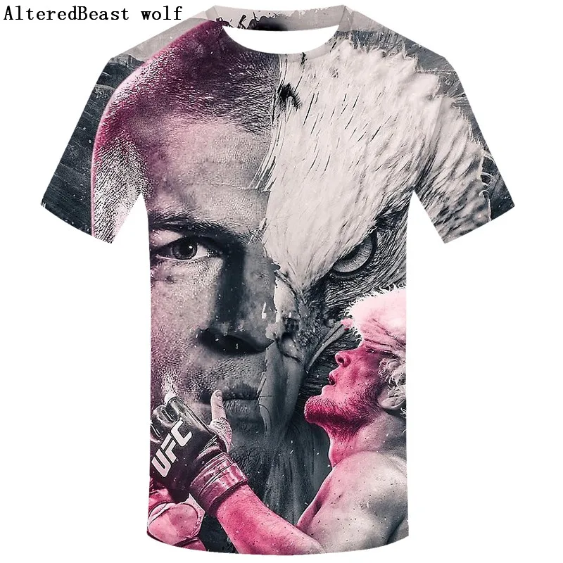 Новинка 2019 3d Мужская футболка брендовая забавная Conor Mcgregor 3D топы с коротким
