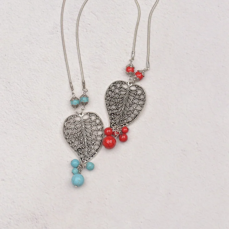 Amader 2018 винтажное женское ожерелье в форме капли и листьев с зеленым из красного