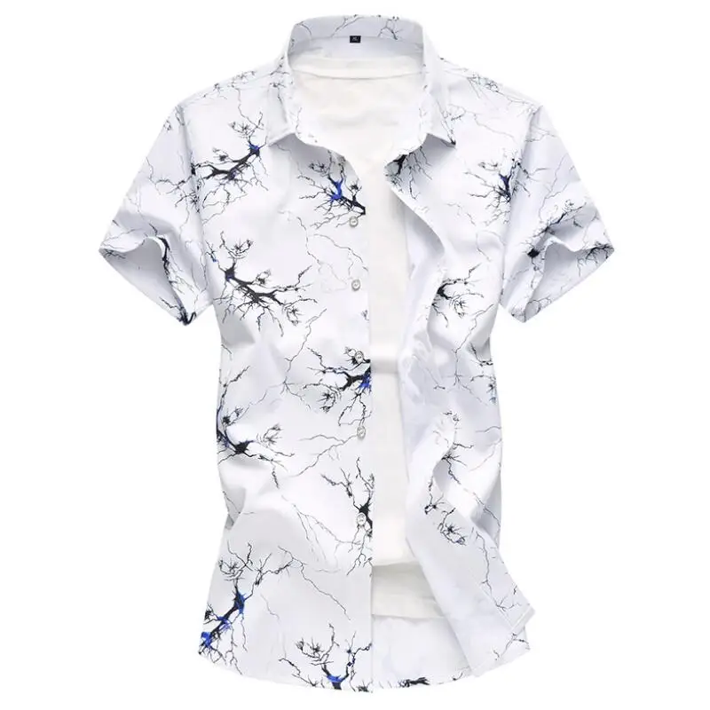 M 7XL Мужская гавайская рубашка 2018 мужской Повседневное Camisa Masculina печатных Пляжные