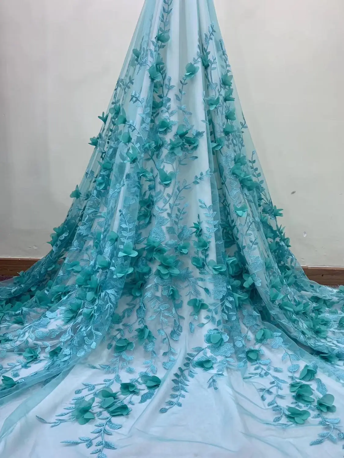 

beautiful African french Lace Fabric, 3D Applique net tulle Lace for Wedding, Bridal Dress Tulle Lace Fabric VISAJUN036