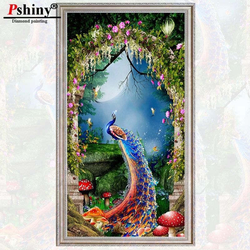 Pshiny 3d diy Алмазная вышивка крестиком Бриллиантовая роспись Павлин полная квадратная Стразовая Вышивка крестом наборы Декор F500