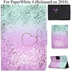 Защитный чехол из искусственной кожи с рисунком для Amazon Kindle Paperwhite 2018, чехол, Fundas, Новая бумага, белый, 4 сумочки, защита корпуса