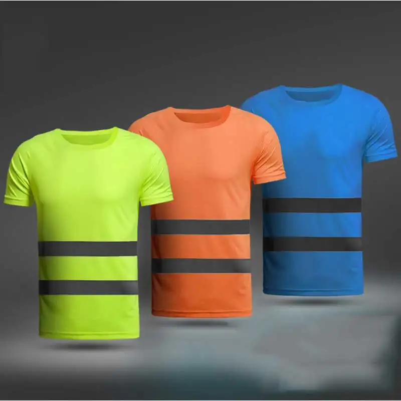 

High Visibility Reflective Clothing Safety Vest Man Women Work Clothes Night Warning Outdoor Running Cycling Sports T-shirt Tops
