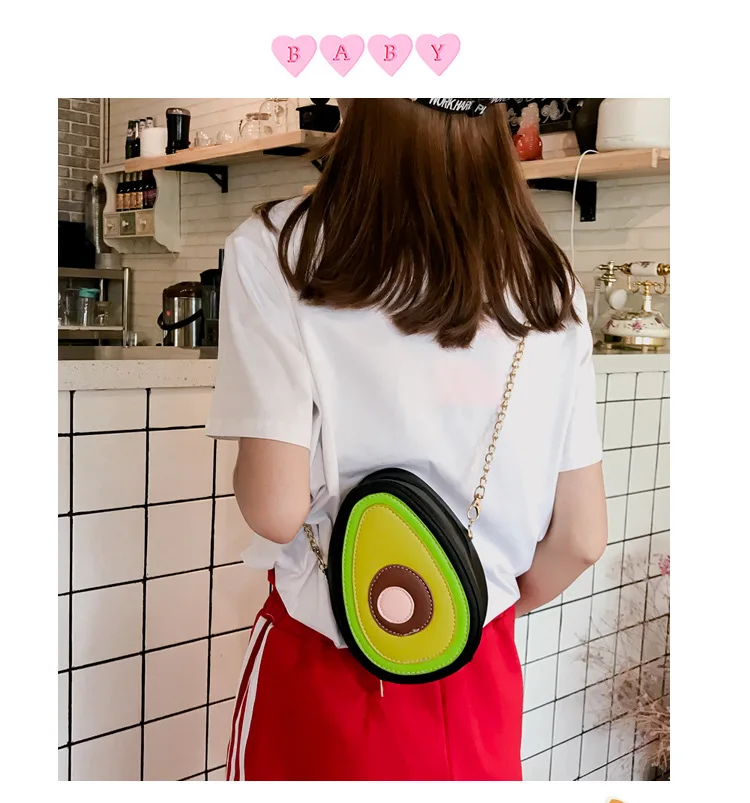 Fun Fashion Fruit Design Peach Watermelon Avocado Pu Leather Ladies Shoulder Bag Tote Crossbody Mini Messenger Bag Flap Handbag