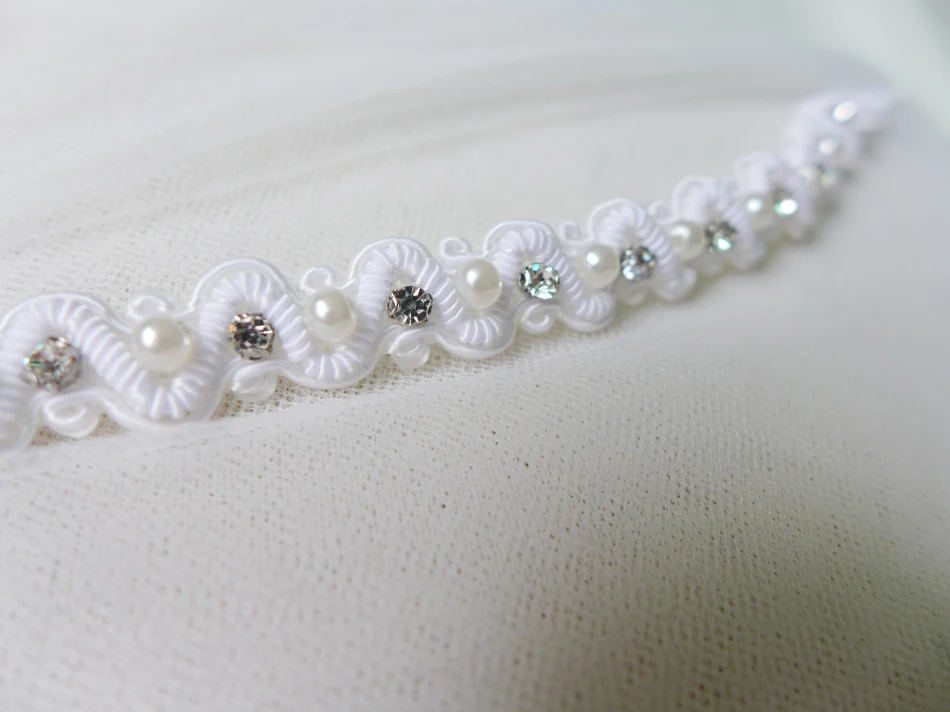3 Yards White Beaded Trim With Rhinestone Crystal Pearl Lace For Wedding Cake Home Decor Bridal Belt Sewing Patchwork | Дом и сад